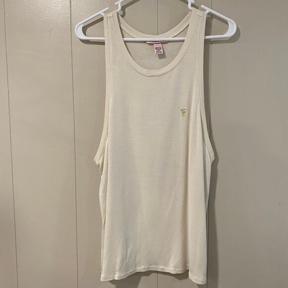 Victoria’s Secret Cream Ribbed Tank Top Women’s Large - Picture 1 of 7